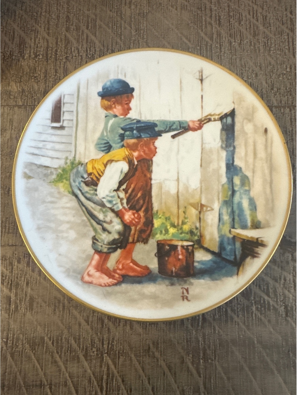1976 Norman Rockwell Whitewash Tom Sawyer Crown Bavaria Germany Collector Plate
